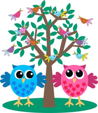 Two owls clipart