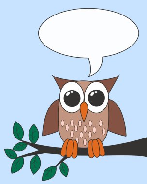 Owl with a speech bubble clipart