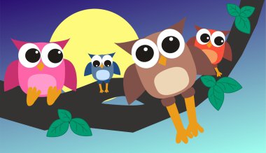 Owl family clipart