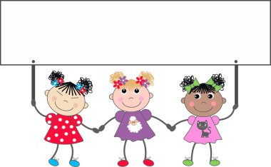 Mixed ethnic grils clipart