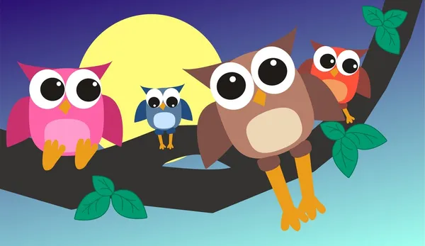 Owl family — Stock Vector
