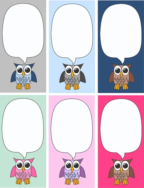 Color owls tags — Stock Vector