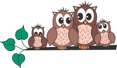 A cute owl family clipart