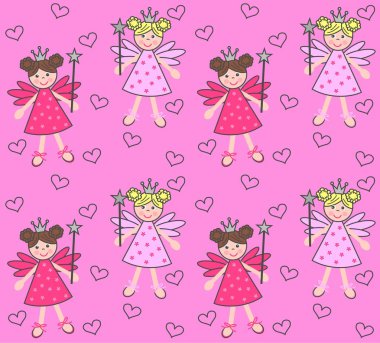 Seamless pattern elf fairy clipart