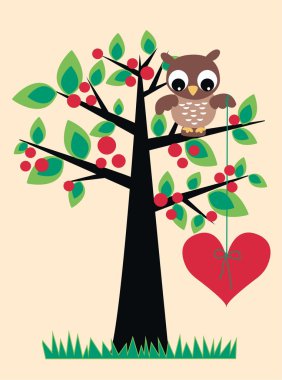 Owl sitting in a tree clipart