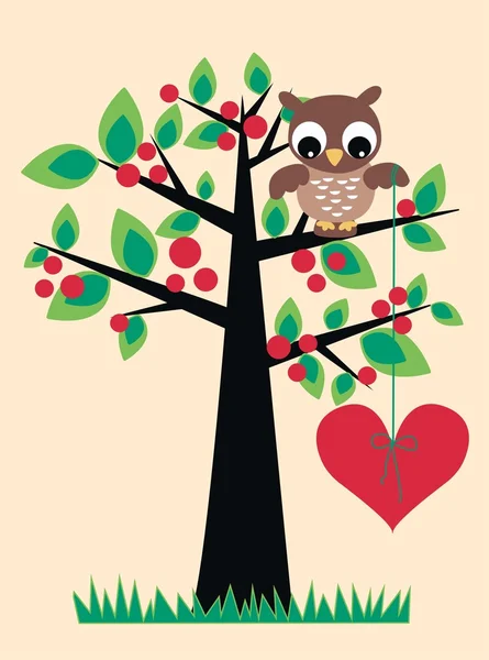Owl sitting in a tree — Stock Vector