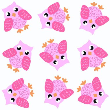 Seamless owl pattern clipart