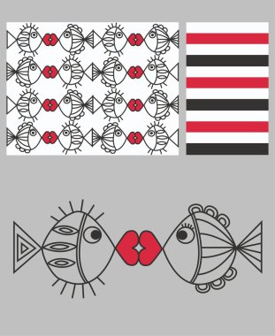 Three different patterns clipart