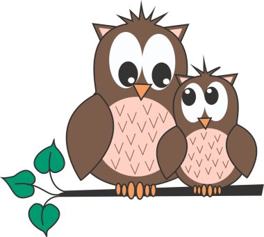 Two cute owls clipart