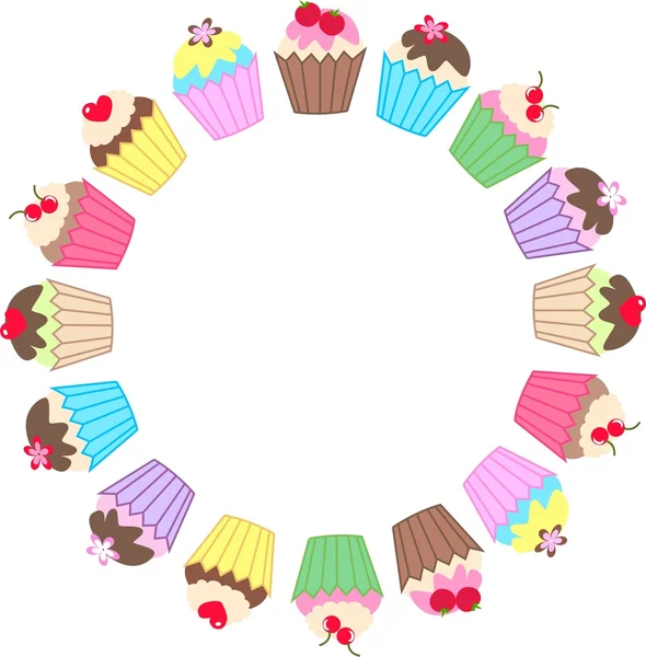 A frame of cupcakes — Stock Vector