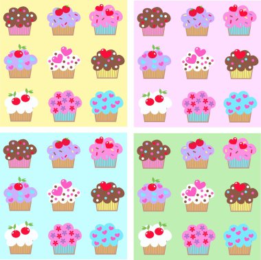 Dikişsiz cupcake desen