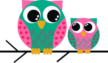 Two cute owls clipart