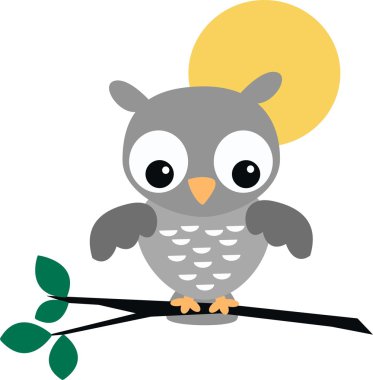 A cute little grey owl clipart