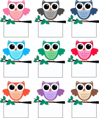 Owls with placards clipart