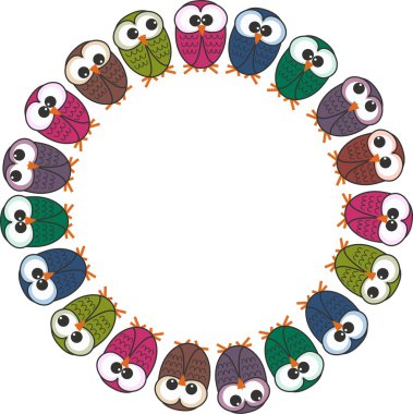 A frame of owls clipart