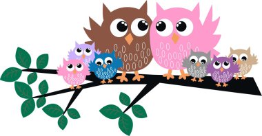 A cute owl family clipart
