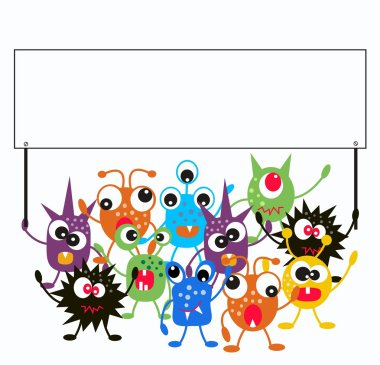 Monsters holding a placard clipart