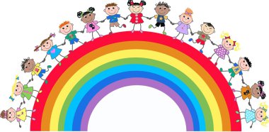 Mixed ethnic children clipart