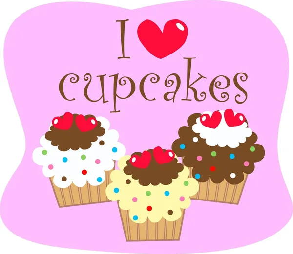 Adoro i cupcake. — Vettoriale Stock