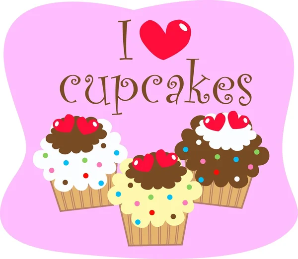 Me encantan los cupcakes — Vector de stock