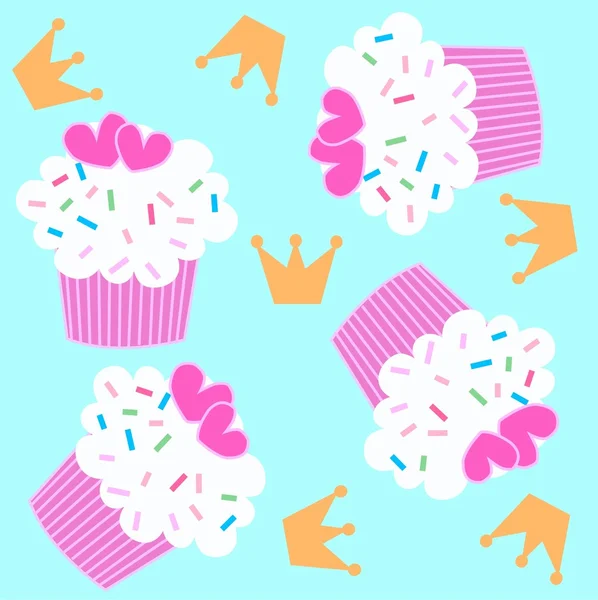 Naadloze cupcake patroon — Stockvector