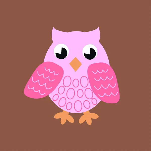 A pink owl on brown background — Stock Vector