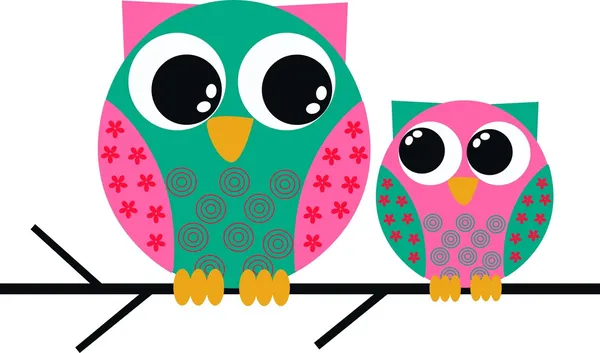 Two cute owls — Stock Vector