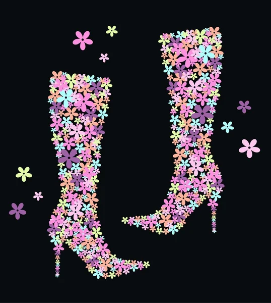 Flower boots — Stock Vector