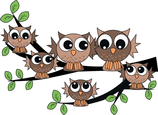 A cute owl family — Stock Vector