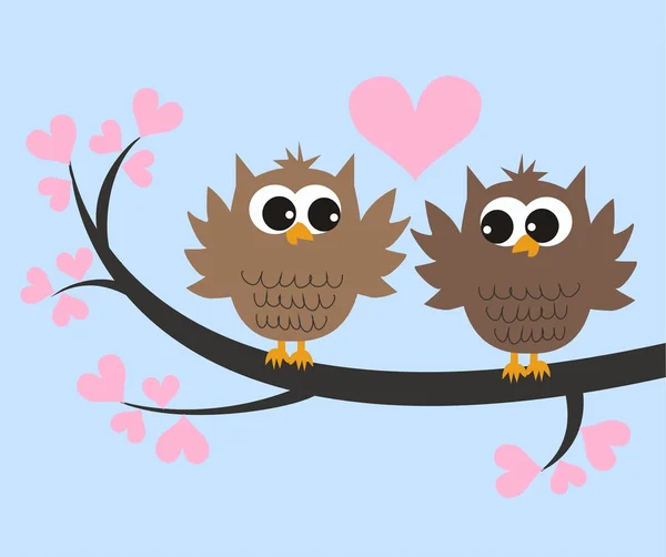Sevimli baykuşlar aşk — Stok Vektör