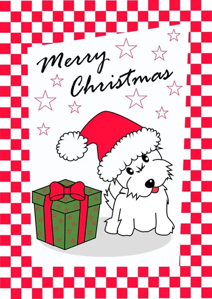 Merry christmas valp hund djur — Stock vektor