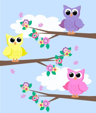 Three owls clipart