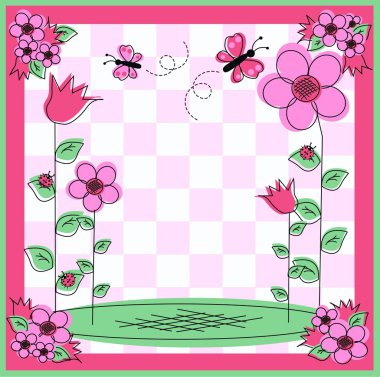 Flower butterfly ladybug summer clipart