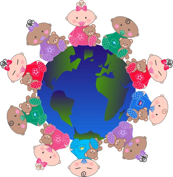 Bébés ethniques mixtes — Image vectorielle