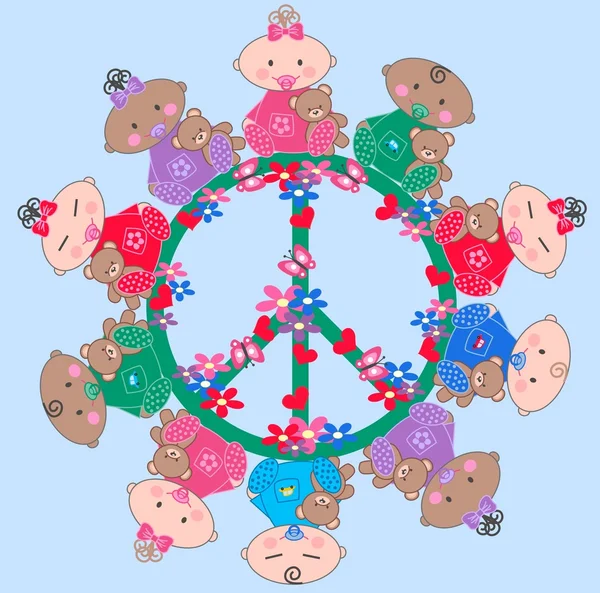 Bébés ethniques mixtes — Image vectorielle