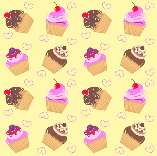 Naadloze cupcake patroon — Stockvector