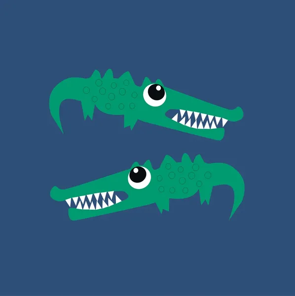 Two green crocodiles — Stock Vector