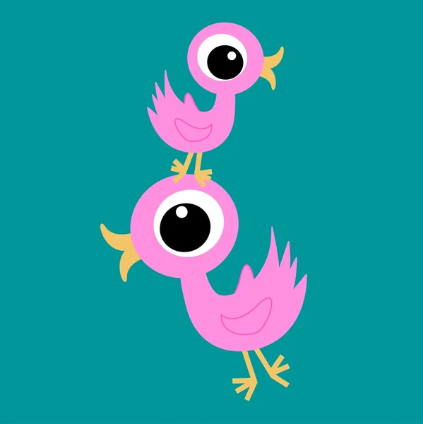 2 つのかわいいピンクの鳥 — ストックベクタ