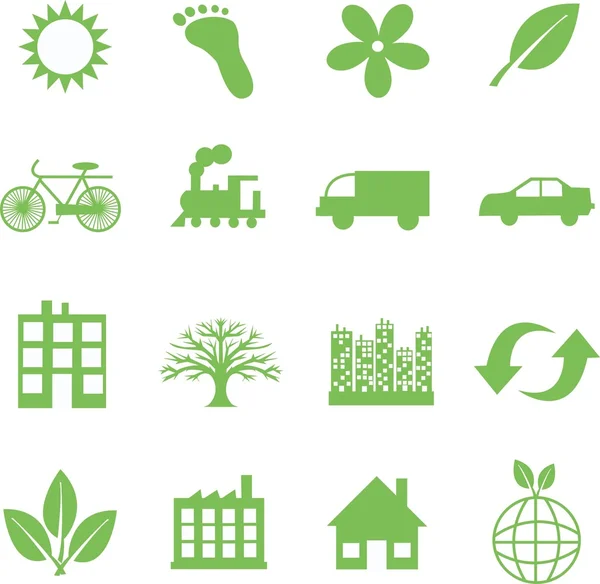 Icônes écologiques vertes — Image vectorielle