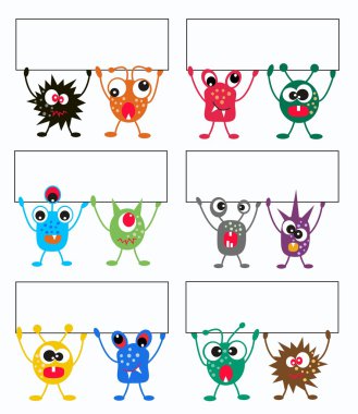 Monsters with placards clipart