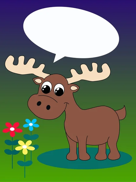 A moose with a speech bubble — Stock Vector