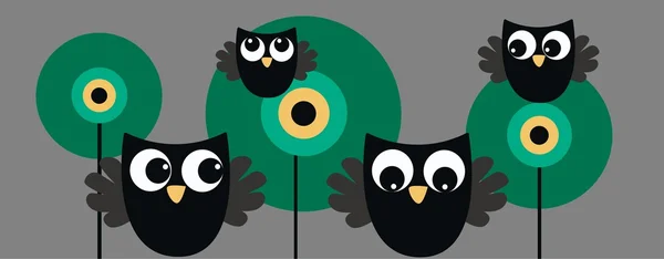 Owls header banner or card — Stock Vector