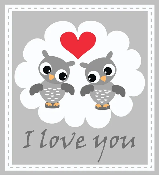 在爱情中的两个可爱猫头鹰 — 图库矢量图片