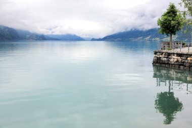 Alpine mist on the lake Brienz in Switzerland clipart