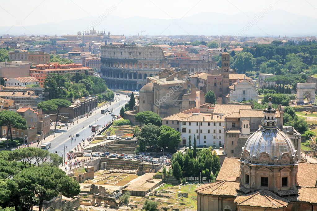 View of valley of Colosseum in Rome, Italy