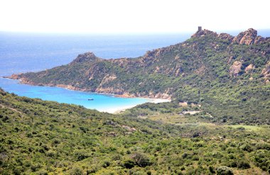 mavi lagün. Corsica, Fransa