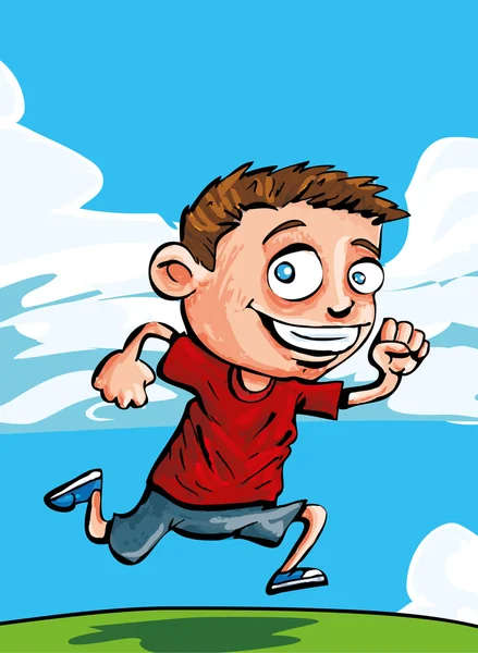 Desenho animado running boy — Vetor de Stock