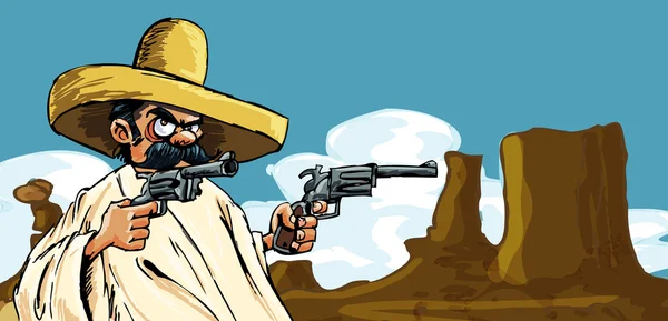 Cartoon Mexican with guns — Stock Vector