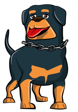 Cartoon Rottweiler with tongue sticking out clipart