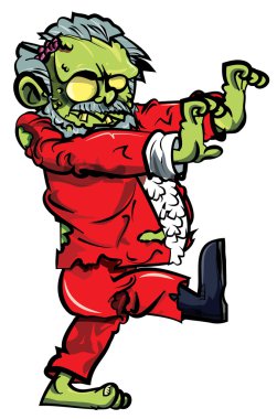 Cartoon zombie Santa with one boot clipart